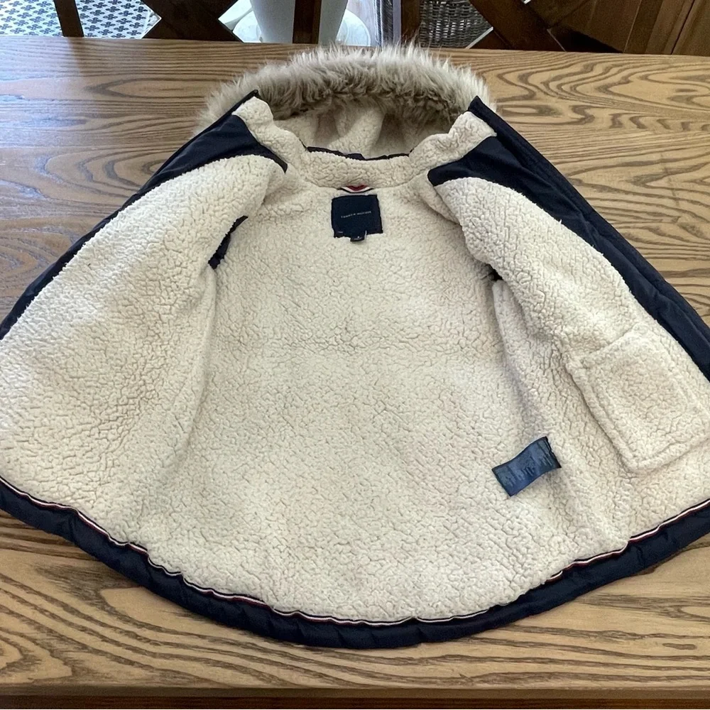 Little‎ Girl Tommy Hilfiger Anorak Puffer Jacket With Faux Fur Hood Blue